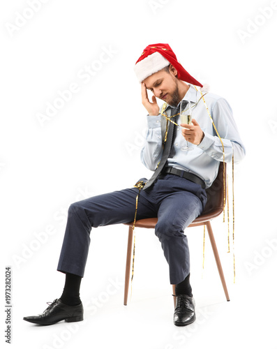Drunk young man with Santa ...