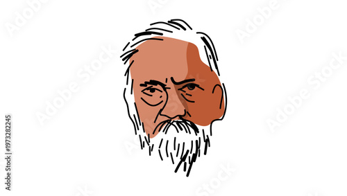 Louis Pasteur portrait, flat vector illustration