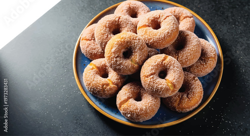 Sugar Donuts on Blue Plate