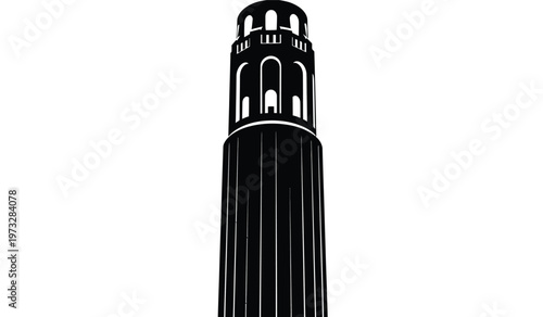 This striking black and white illustration depicts the sather tower also known as the campanile at the university of california berkeley high quality professional
