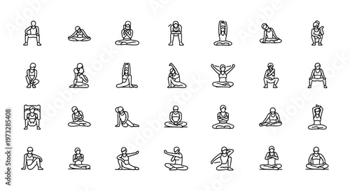 Communication and customer service line icon set with phone, message, mail, support and contact symbols isolated on white background