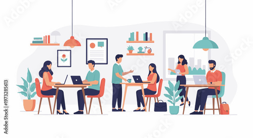 Diverse group of people collaborating in a modern office space 4.