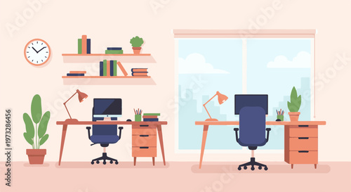 Modern Office Desks with Computers and Chairs 32.