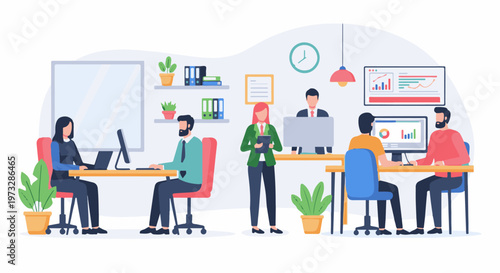 Office workers collaborating and working on computers 37.