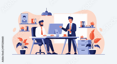 Two businessmen collaborating in a modern office setting 3.