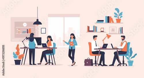 Diverse team collaborating in modern office spaces 38.