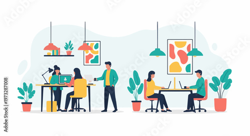 Diverse group of people collaborating in a modern office setting 13.