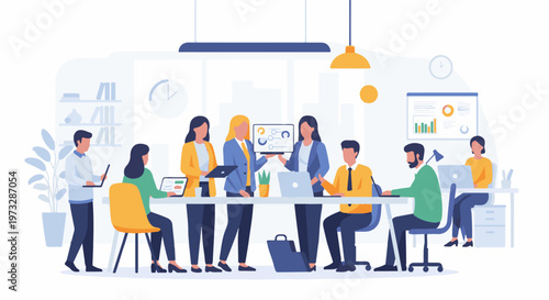 Diverse team collaborating in modern office meeting room 47.