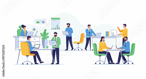 Modern Office Environment with Diverse Professionals Collaborating 10.