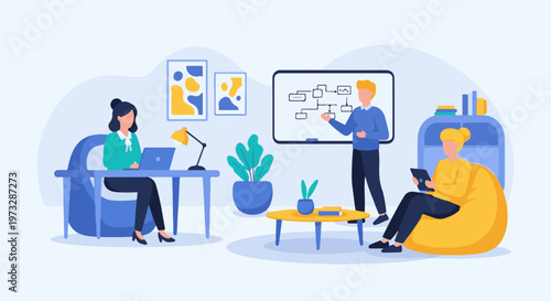 Team collaborating in a modern office space 1.