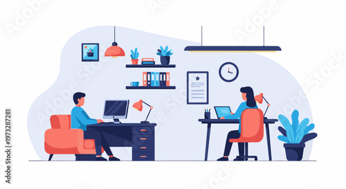 Two people working in a modern office setting 4.