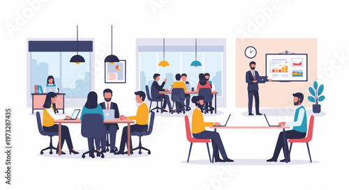 Diverse team collaborating in modern office meeting rooms 16.