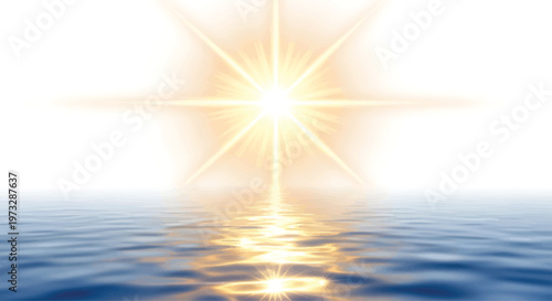 Sunset Over Calm Ocean Water with Golden Light Reflection