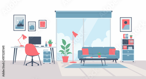 Modern Home Office and Living Area Design 33.