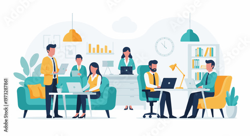 Diverse team collaborating in a modern office space 6.