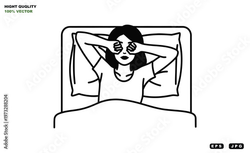 A woman rubbing her eyes in bed, looking tired and sleepy in the morning