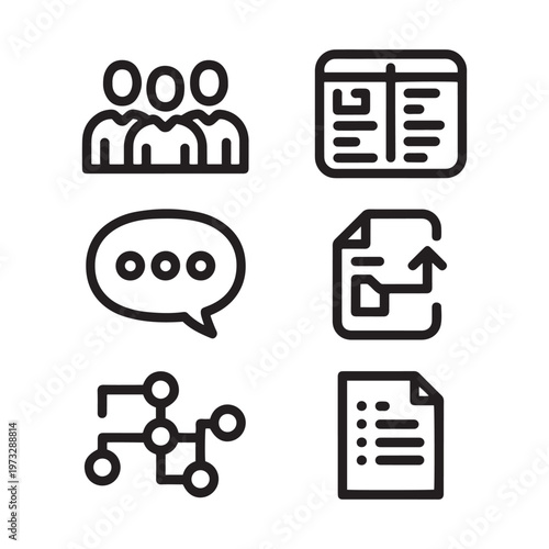 Collection bundle set black and white of family life and home activities