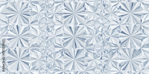 A seamless geometric pattern of light blue and white faceted shapes, resembling intricate silica crystals or cut diamonds.