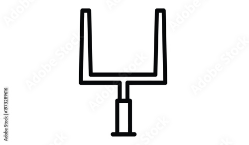 A simplistic black and white line drawing depicts an american football goalpost featuring uprights and a crossbar symbolizing the sport high quality professional detailed