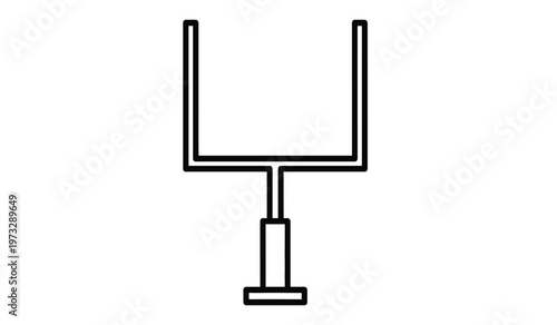 A simple black and white line drawing depicts an american football goalpost standing upright with a base crossbar and uprights high quality professional detailed