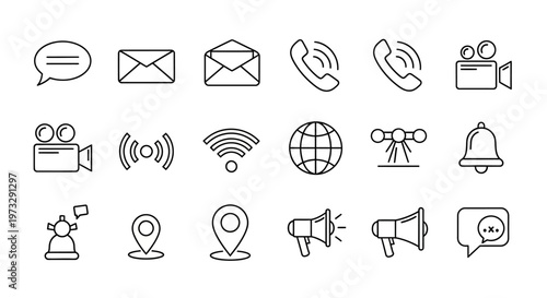 Communication and media icons set.