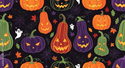Halloween pumpkins and gourds decoration.