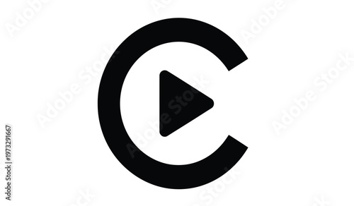 Free Download This image features a black circular design containing a white space and a black play button icon inside high quality professional detailed modern elegant - GFXLoad