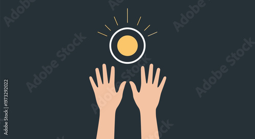 Hands reaching for a glowing light or idea, symbolizing aspiration and achievement.