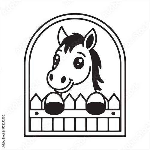 Cute Baby Horse Peeking Over Fence