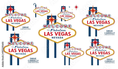 Las Vegas Welcome Sign vector illustration – iconic retro neon design