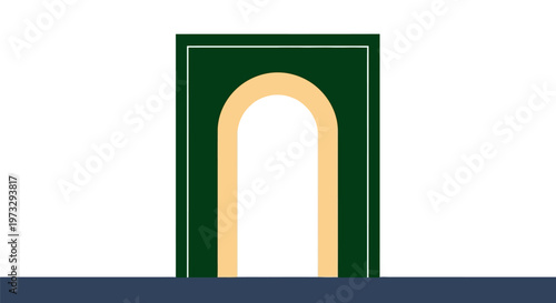Minimalist Archway Design with Green and Beige Tones.