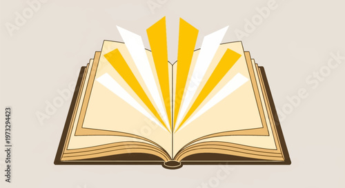 Open book with glowing pages symbolizing knowledge and enlightenment.