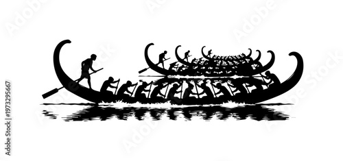 Ancient Greek Trireme Ship Launching Scene Vector Illustration
