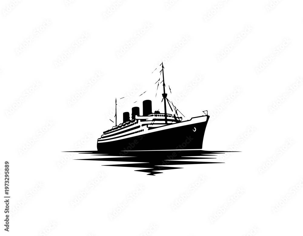 Naklejka premium Vintage Ocean Liner Ship Vector Illustration
