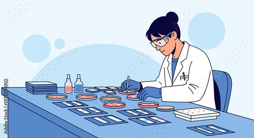 Scientist Working with Petri Dishes in Laboratory, Microbiology Research