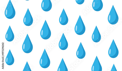 A visually striking pattern showcases numerous bright blue water droplets against a clean white backdrop evoking a sense of refreshing precipitation high quality professional