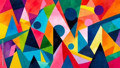 Abstract bright multicolor background with different shapes, col