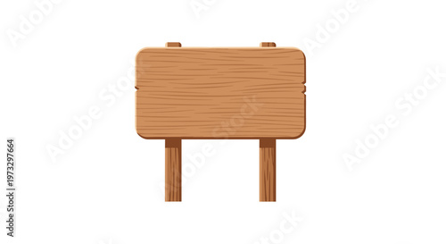 A pristine rectangular wooden signboard featuring two sturdy support posts stands ready for custom text or directions in a bright and neutral environment.