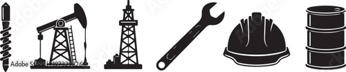 Oil and gas industry icons set