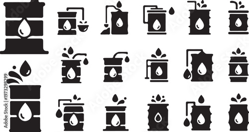 Set of oil barrel icons