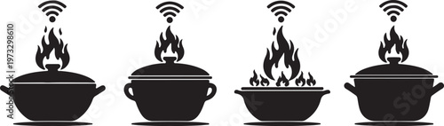 Fire icon collection. Fire flame symbol. Red hot fire, flame heat or spicy food symbol flat vector icon for apps and websites