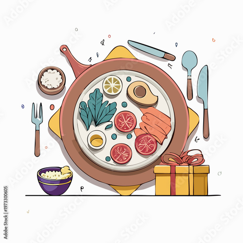 Delicious breakfast in a pan.