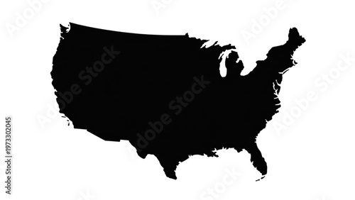 Black silhouette map of the united states with california and oregon highlighted Vector