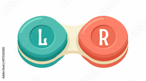 A colorful depiction of a contact lens case, showcasing an attractive design while emphasizing convenience and modernity in the eyewear area.