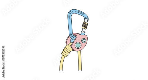 Pink climbing rope lock device.