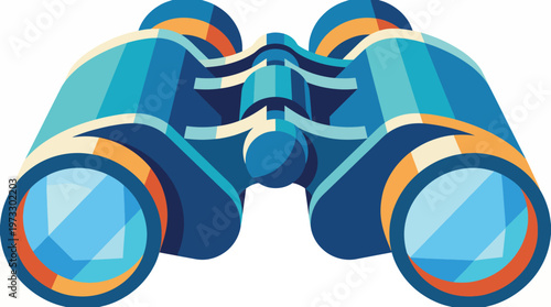 This vibrant illustration showcases a colorful pair of binoculars, symbolizing adventure and exploration, ideal for outdoor enthusiasts and nature lovers alike.