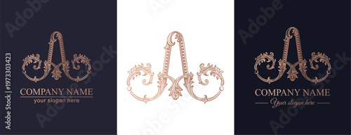 Logo monogram letter A in refined ornamental style. Clean elegant logotype for personal brand, business and corporate identity.