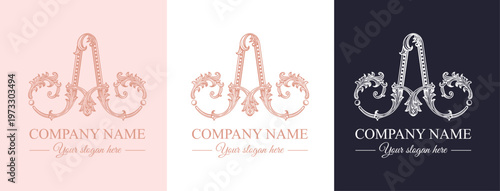 Logo monogram letter A in refined ornamental style. Clean elegant logotype for personal brand, business and corporate identity.
