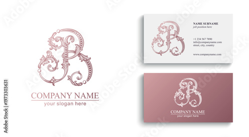 Logo monogram letter B in refined ornamental style. Clean elegant logotype for personal brand, business and corporate identity.