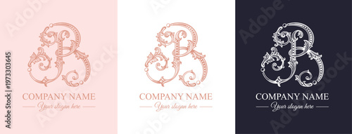 Logo monogram letter B in refined ornamental style. Clean elegant logotype for personal brand, business and corporate identity.